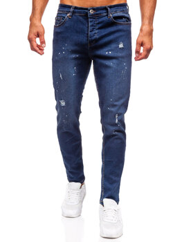 Tmavomodré pánske slim fit rifľové nohavice Bolf 6571