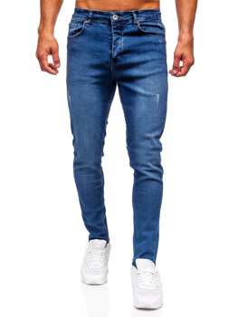 Tmavomodré pánske slim fit rifľové nohavice Bolf 6585