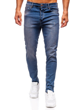 Tmavomodré pánske slim fit rifľové nohavice Bolf 6587