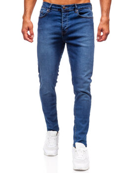 Tmavomodré pánske slim fit rifľové nohavice Bolf 6592