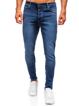 Tmavomodré pánske slim fit rifľové nohavice Bolf 6596