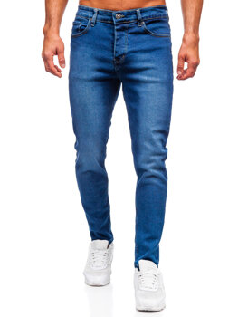 Tmavomodré pánske slim fit rifľové nohavice Bolf 6715