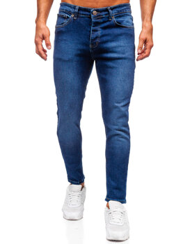 Tmavomodré pánske slim fit rifľové nohavice Bolf 6732