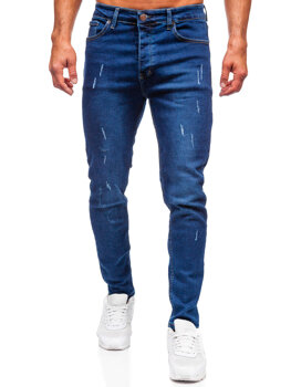 Tmavomodré pánske slim fit rifľové nohavice Bolf 6735