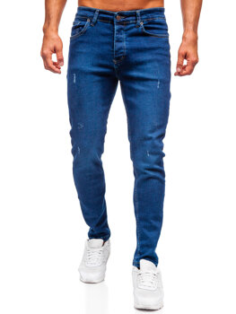 Tmavomodré pánske slim fit rifľové nohavice Bolf 6736