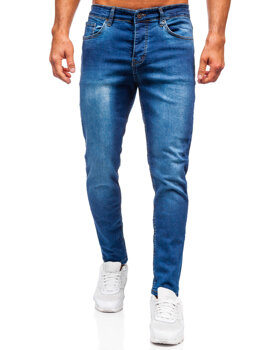 Tmavomodré pánske slim fit rifľové nohavice Bolf 6761