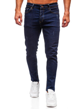 Tmavomodré pánske slim fit rifľové nohavice Bolf 6785