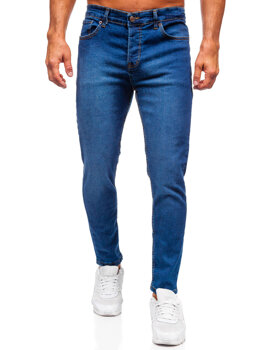 Tmavomodré pánske slim fit rifľové nohavice Bolf 6811