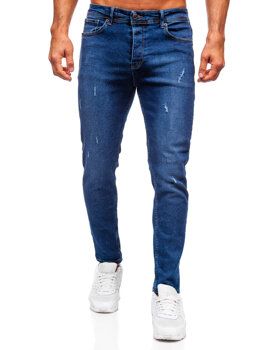 Tmavomodré pánske slim fit rifľové nohavice Bolf 6835