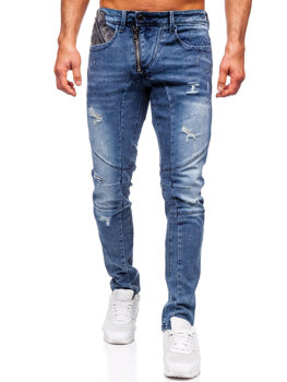 Tmavomodré pánske slim fit rifľové nohavice Bolf MP0045B