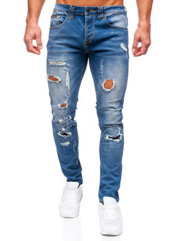 Tmavomodré pánske slim fit rifľové nohavice Bolf MP0086BS