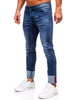 Tmavomodré pánske slim fit rifľové nohavice Bolf MP0106BS