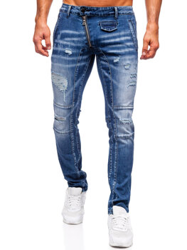 Tmavomodré pánske slim fit rifľové nohavice Bolf MP0110BS