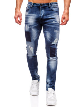 Tmavomodré pánske slim fit rifľové nohavice Bolf MP0113BS