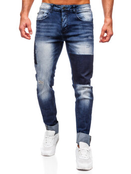 Tmavomodré pánske slim fit rifľové nohavice Bolf MP0144BS