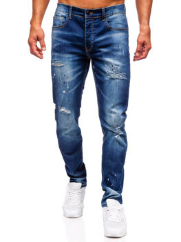 Tmavomodré pánske slim fit rifľové nohavice Bolf MP0170BS