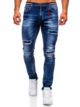 Tmavomodré pánske slim fit riflové nohavice s opaskom Bolf 80033W0